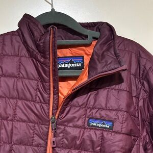 Patagonia Maroon Quilted Jacket with Orange Lining